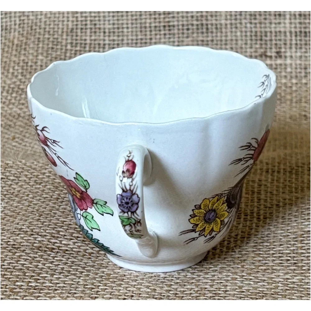 Vintage Copeland Spode Reynolds Floral Teacup Demitasse Cup And Saucer